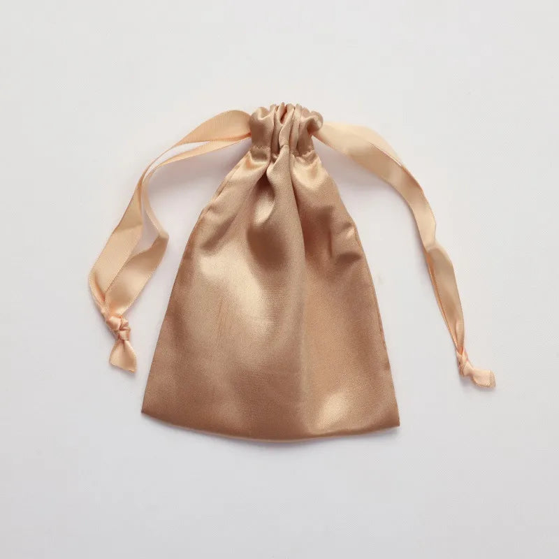 Simple Daily Imitation Silk Drawstring Cosmetic Storage Bag