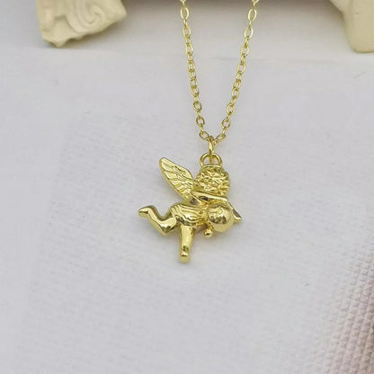 Artistic Angel Copper Plating 18k Gold Plated Pendant Necklace