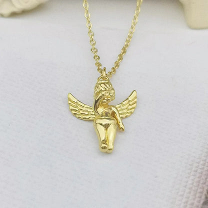 Artistic Angel Copper Plating 18k Gold Plated Pendant Necklace