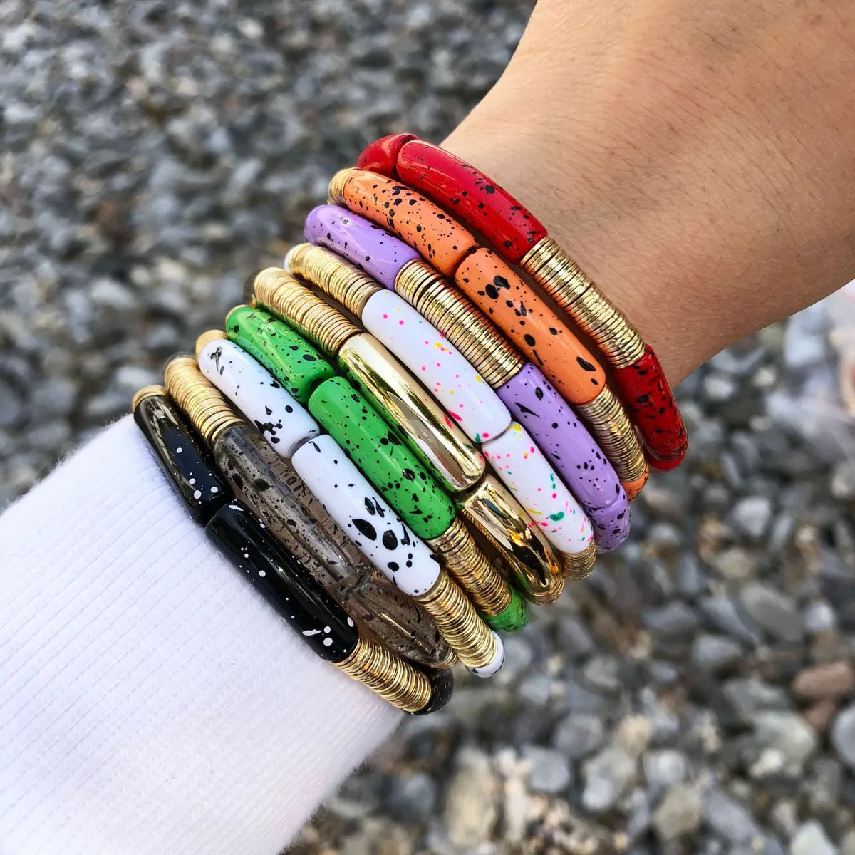 Artistic Colorful Leopard Arylic Metal Plating Women's Bracelets