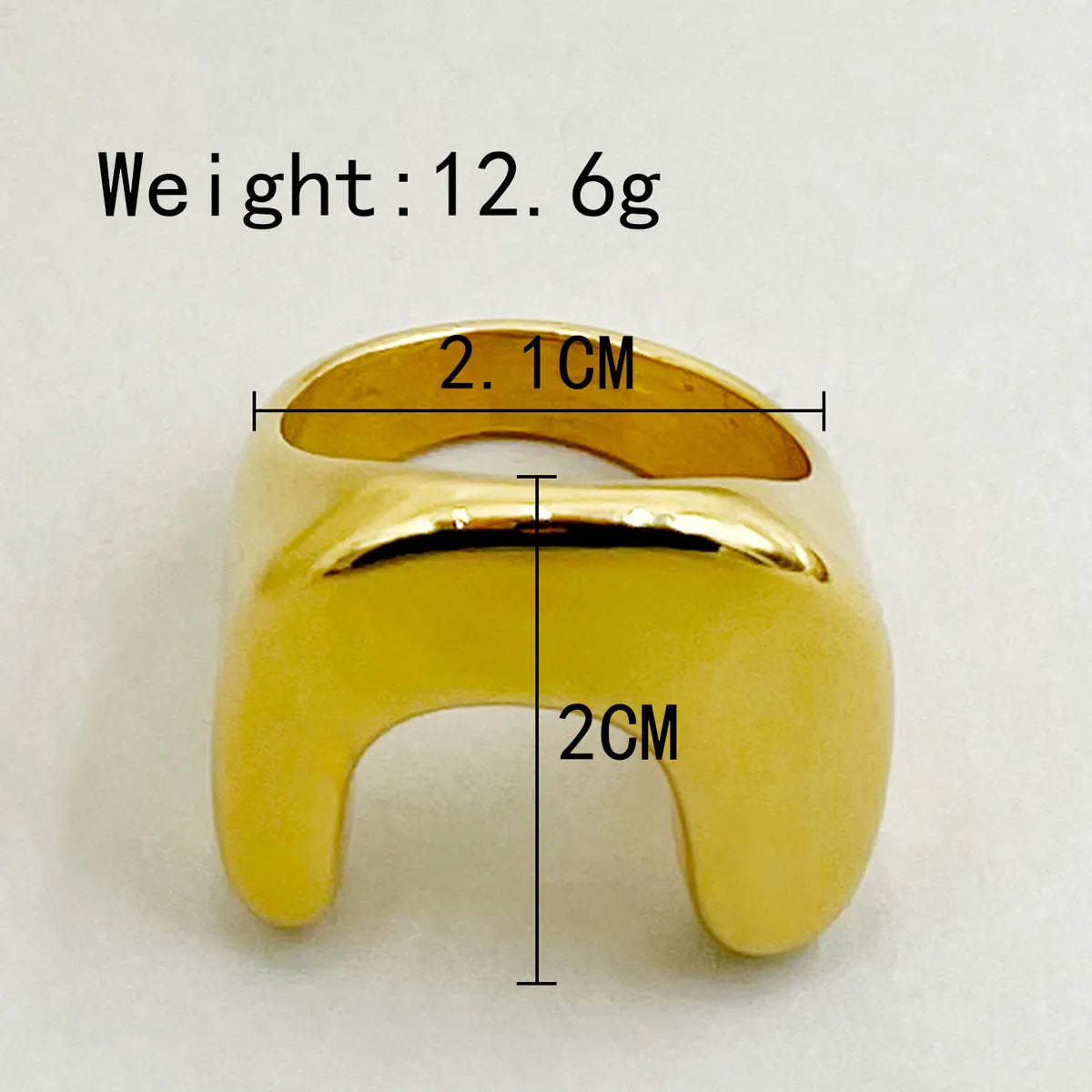 Artistic Commute U Shape Stainless Steel Metal Polishing Plating Gold Plated Unisex Rings