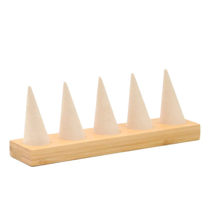 Artistic Conical Bamboo Wood Flannel Jewelry Rack