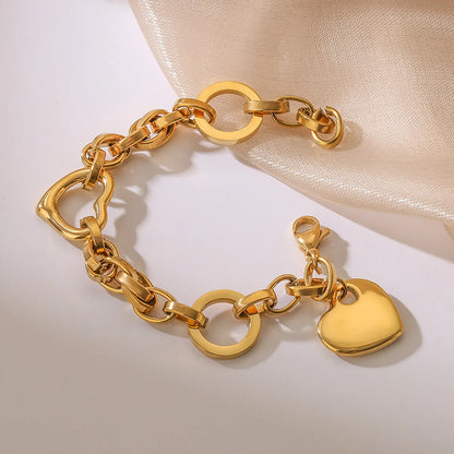 Artistic Heart Shape Eye Titanium Steel Plating 18k Gold Plated Bracelets