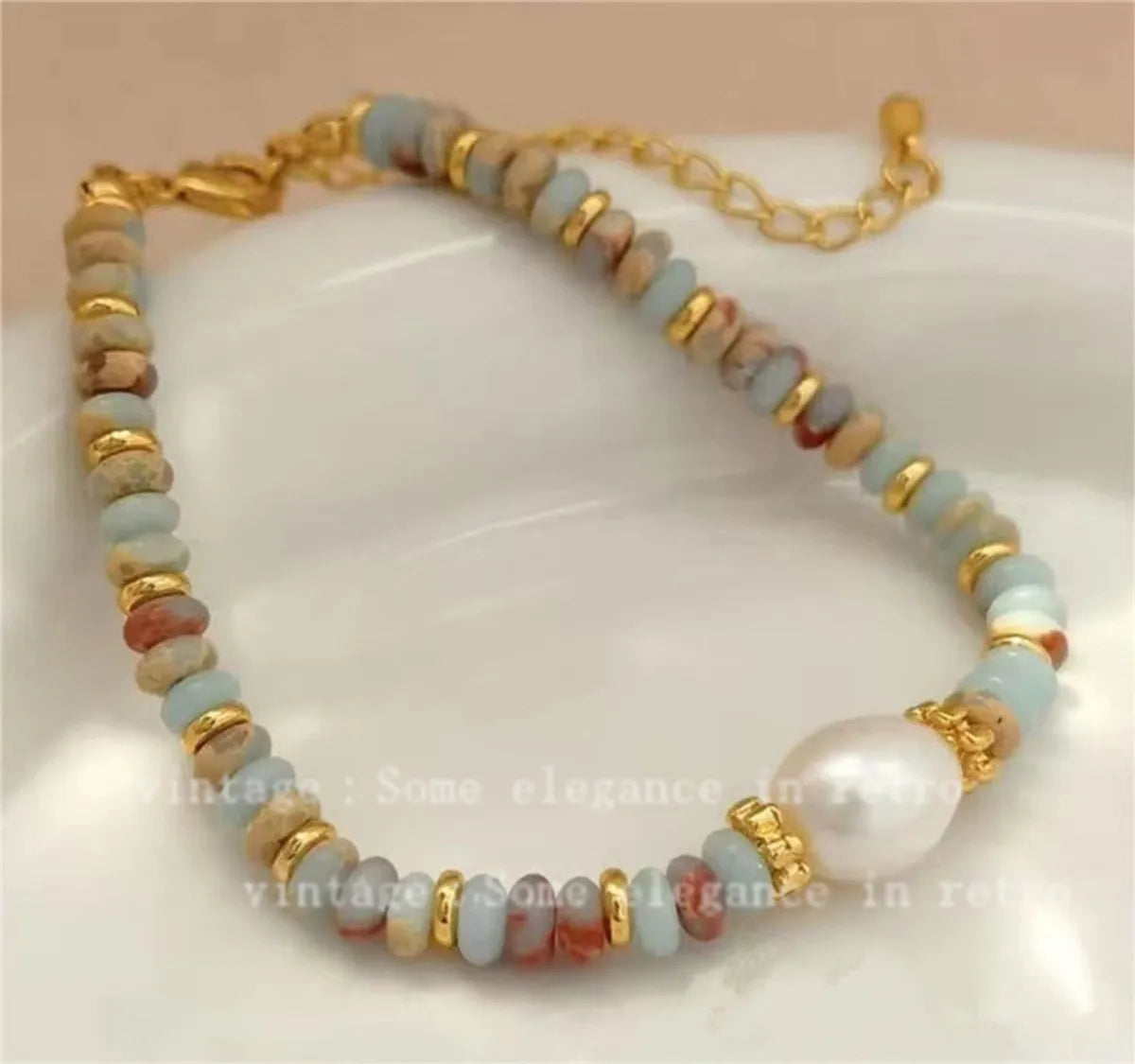 Artistic Irregular Heart Shape Beaded Natural Stone Freshwater Pearl Wholesale Necklace