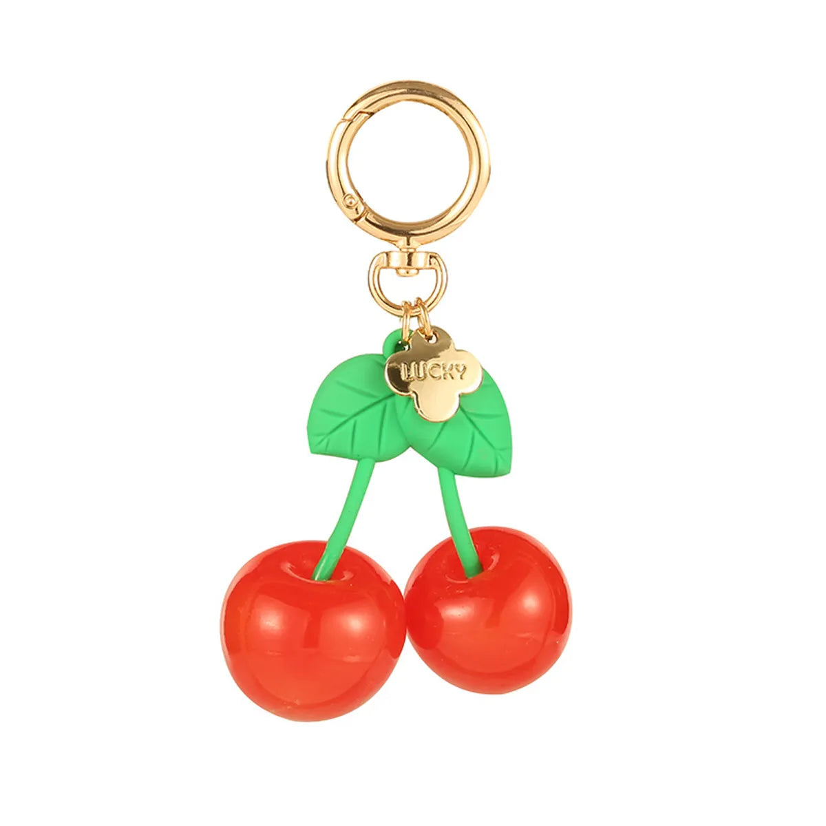 Artistic Korean Style Cherry Resin Metal Unisex Bag Pendant Keychain