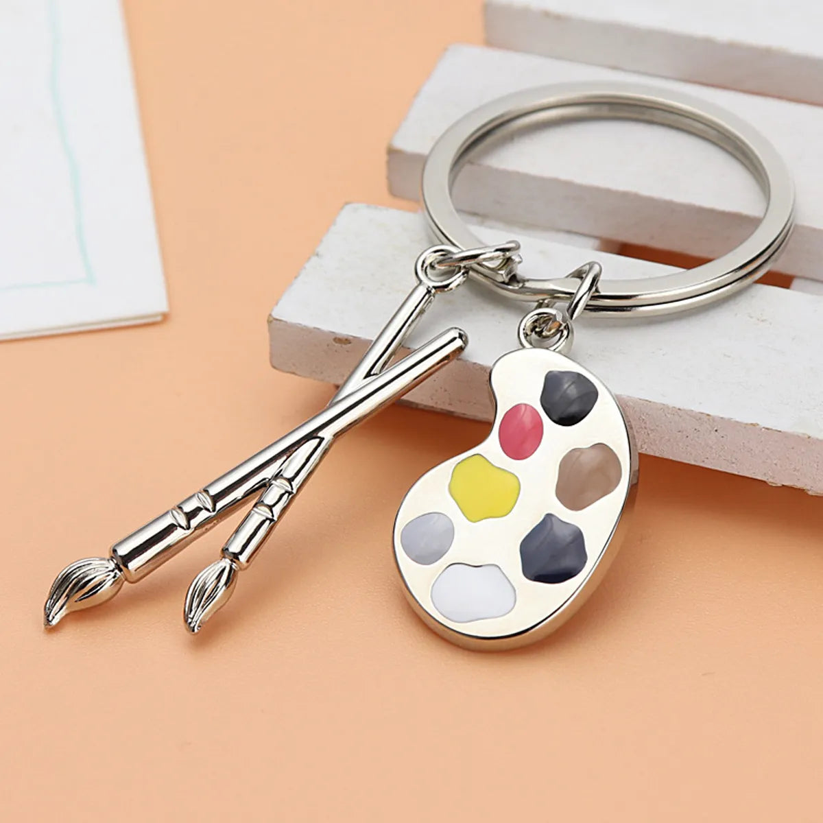 Artistic Oil Painting Metal Unisex Bag Pendant Keychain