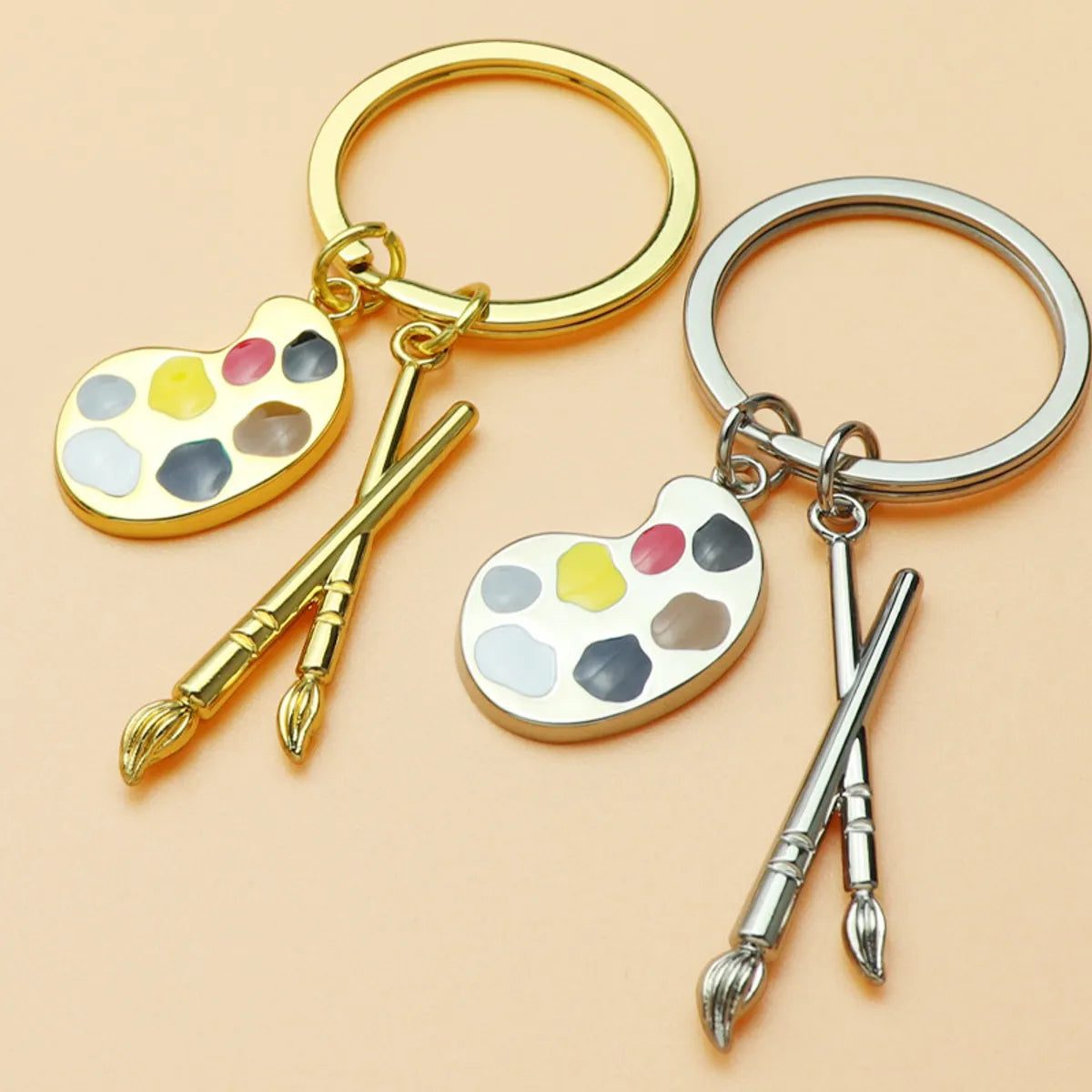 Artistic Oil Painting Metal Unisex Bag Pendant Keychain