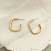 Artistic Retro Geometric Stainless Steel Square Twisted Electroplated Earrings