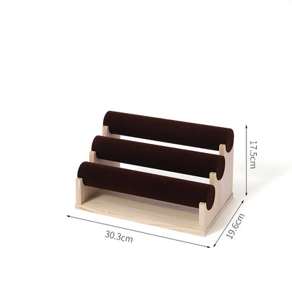 Artistic Solid Color Solid Wood Flannel Jewelry Rack