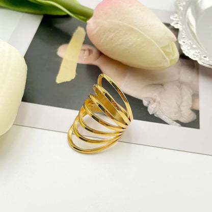 Artistic Solid Color Stainless Steel Plating Hollow Out Gold Plated Rings