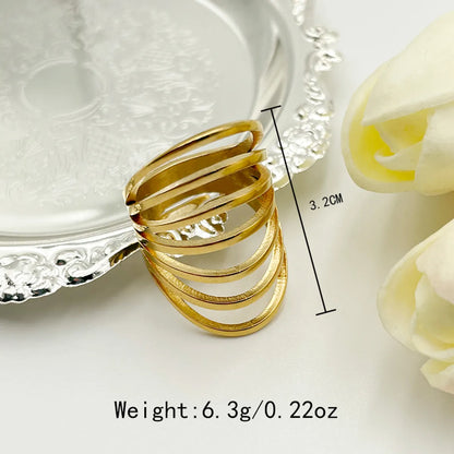 Artistic Solid Color Stainless Steel Plating Hollow Out Gold Plated Rings