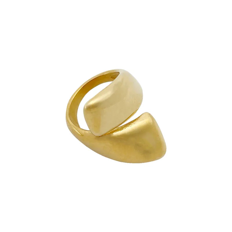 304 Stainless Steel 14K Gold Plated Artistic Plating Solid Color Rings