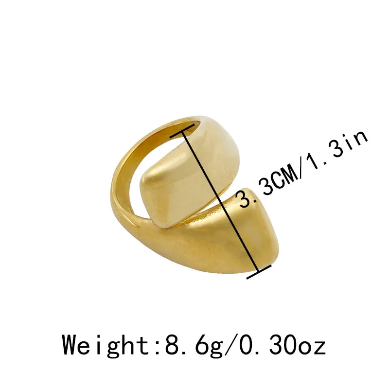 304 Stainless Steel 14K Gold Plated Artistic Plating Solid Color Rings