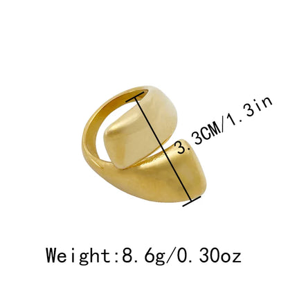 304 Stainless Steel 14K Gold Plated Artistic Plating Solid Color Rings