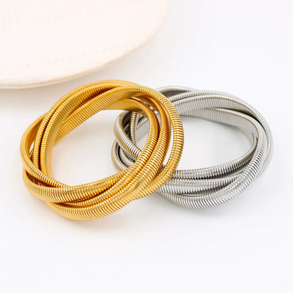 Artistic Stripe Titanium Steel Plating Bangle