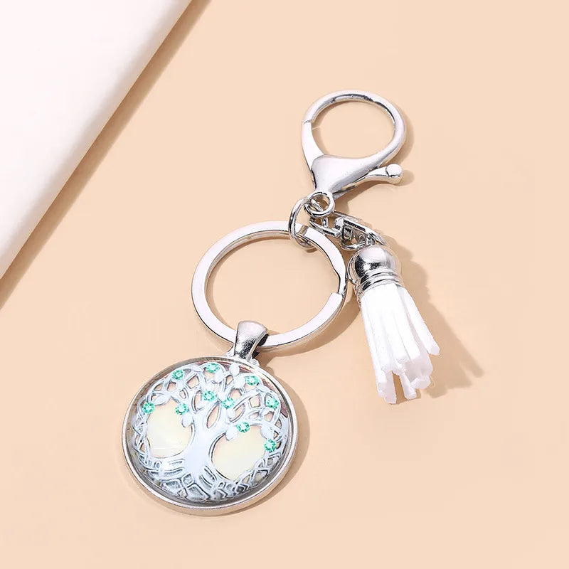 Artistic Tree Alloy Inlay Artificial Gemstones Unisex Keychain