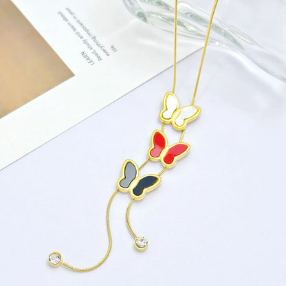 Arylic Imitation Shell Titanium Steel 18K Gold Plated IG Style Basic Modern Style Plating Geometric Butterfly Pendant Necklace