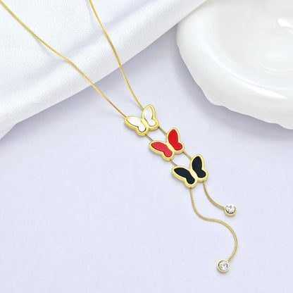 Arylic Imitation Shell Titanium Steel 18K Gold Plated IG Style Basic Modern Style Plating Geometric Butterfly Pendant Necklace