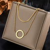 Asymmetric Chain Love Pearl Pendant Stainless Steel And Titanium Steel Multi Layer Stacked Necklace With Electroplating For Women