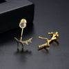 Asymmetric Copper Antler Earrings With Zircon Accents Animal Zodiac Inspired Fashion Jewelry For Women Wholesale