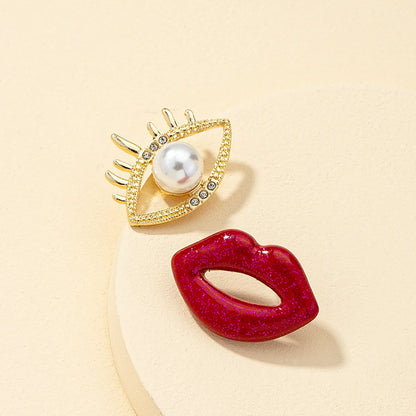 Asymmetric Eyes Lips Earrings