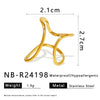 Asymmetric Hollow Geometric Line Design Stainless Steel Electroplated Minimalist Ladies Ring