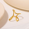 Asymmetric Hollow Geometric Line Design Stainless Steel Electroplated Minimalist Ladies Ring