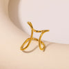 Asymmetric Hollow Geometric Line Design Stainless Steel Electroplated Minimalist Ladies Ring