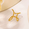 Asymmetric Hollow Geometric Line Design Stainless Steel Electroplated Minimalist Ladies Ring