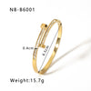 Asymmetric Open Disc Niche Fashion Women's Bracelet Set In Titanium Steel Plated 18K Gold With Zircon Vacuum Plated In 18K Furnace