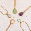 Asymmetrical Fresh Green Aventurine Pendant Necklace Clavicle Chain Titanium Steel Geometric Style