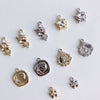 Asymmetrical Metal Style Square Button Alloy Brooch Necklace With Diamond Flower Electroplating