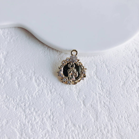 Asymmetrical Metal Style Square Button Alloy Brooch Necklace With Diamond Flower Electroplating