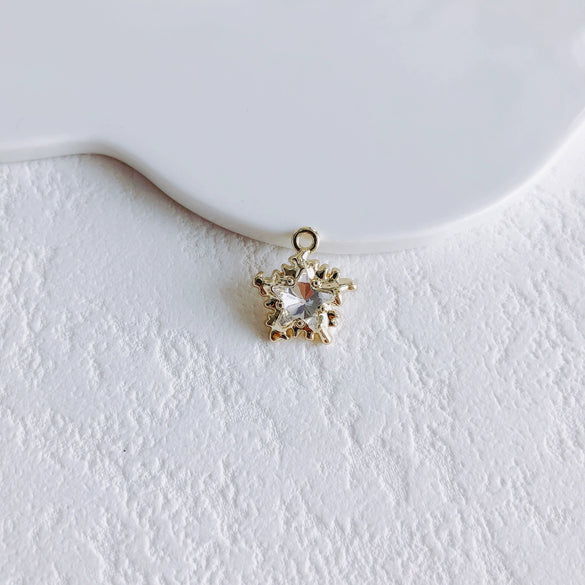 Asymmetrical Metal Style Square Button Alloy Brooch Necklace With Diamond Flower Electroplating