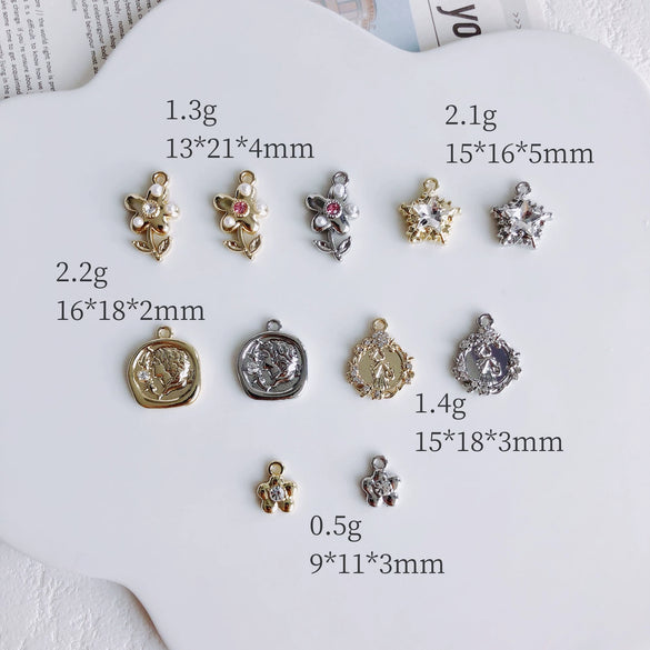 Asymmetrical Metal Style Square Button Alloy Brooch Necklace With Diamond Flower Electroplating