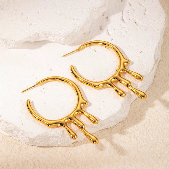 Asymmetrical Shape Titanium Steel Electroplated Women's Earrings