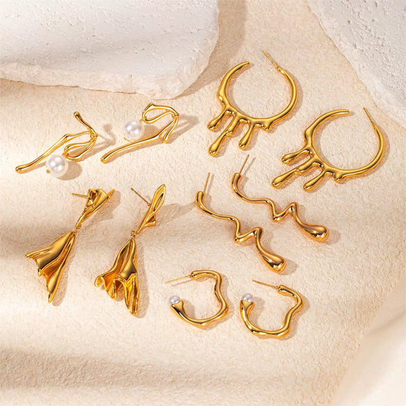 Asymmetrical Shape Titanium Steel Electroplated Women's Earrings