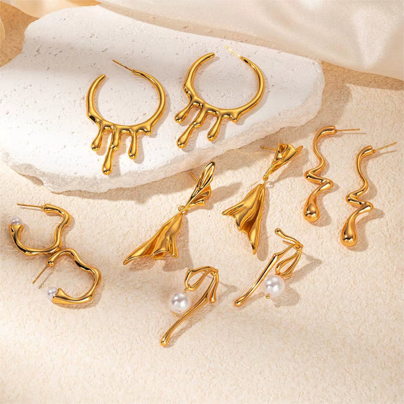 Asymmetrical Shape Titanium Steel Electroplated Women's Earrings