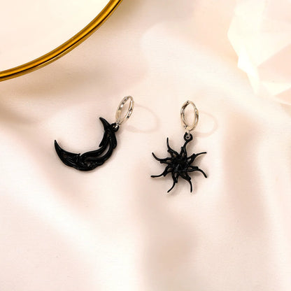 Asymmetrical Short Hollow Star And Moon Earrings