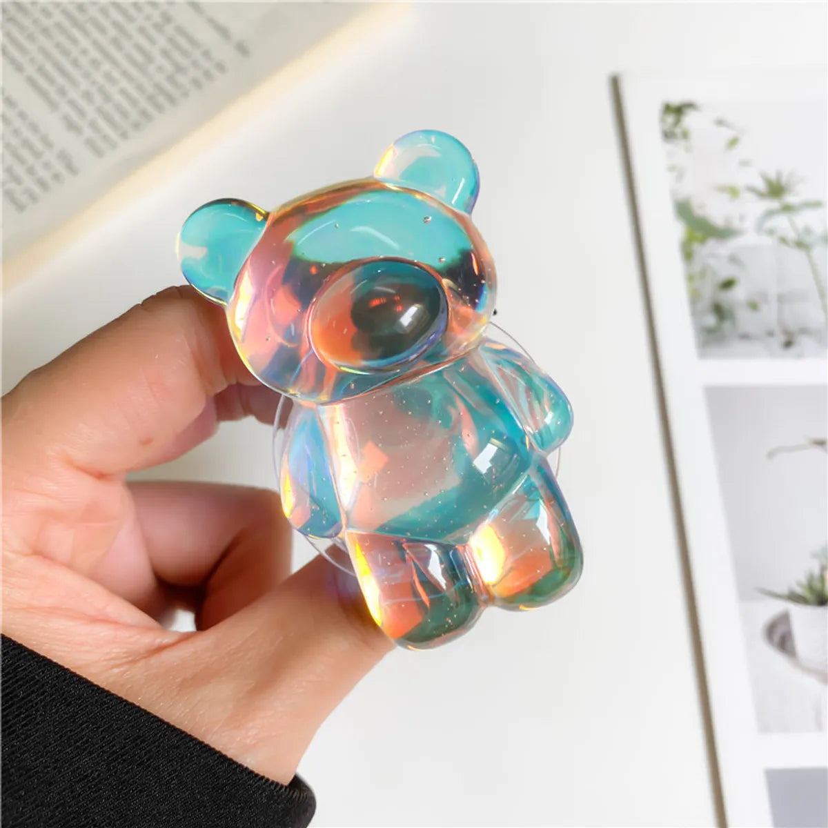 Aurora Laser Cartoon Bear Cool Foldable Retractable Paste Mobile Phone Airbag Bracket