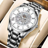 Automatic Mechanical Watch Stainless Steel Round Men's Sports Watch Hollow Waterproof Calendar Luminous