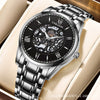 Automatic Mechanical Watch Stainless Steel Round Men's Sports Watch Hollow Waterproof Calendar Luminous