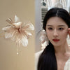 Autumn And Winter Flower Pearl Tassel Hairpin Alloy Electroplated Retro Ancient Style Design All Match Hair Accessories For Women