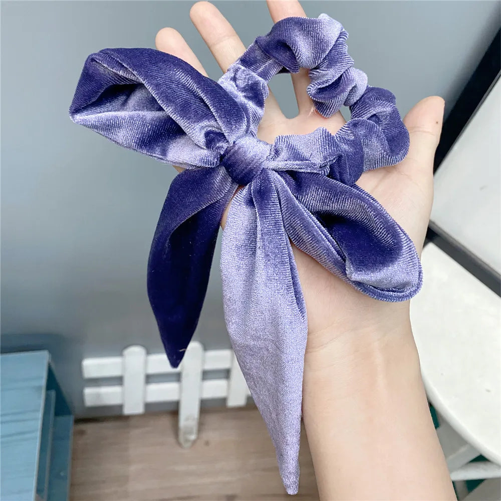 Autumn And Winter Golden Velvet Rubber Band Solid Color Folds Hair Ring Ribbon Hair Rope Wholesale