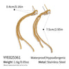 Autumn And Winter New Geometric Tassel Zircon Earrings For Women Stainless Steel Real Gold Plated Old Money Style Jewelry
