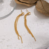 Autumn And Winter New Geometric Tassel Zircon Earrings For Women Stainless Steel Real Gold Plated Old Money Style Jewelry