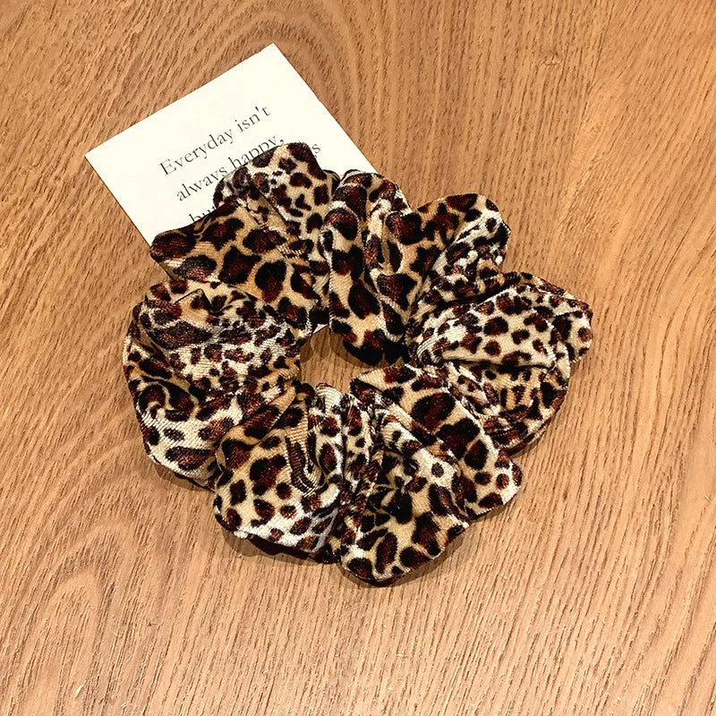 Autumn And Winter Retro Leopard Print Polka Dot Hair Ring Simple Head Rope Rubber Band Headdress Wholesale