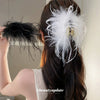 Autumn And Winter Super Fairy Ostrich Feather Hair Clip Handmade Niche Design High Grade Sense Grab Clip For Women