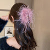 Autumn And Winter Super Fairy Ostrich Feather Hair Clip Handmade Niche Design High Grade Sense Grab Clip For Women