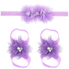 Baby Cloth Lace Pearl Rhinestone Flower Handmade Threepiece Set With Headband And Foot Band